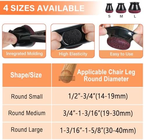 YOZON Chair Leg Floor Protectors Silicone Caps Felt Strengthen Bottom - Image 4