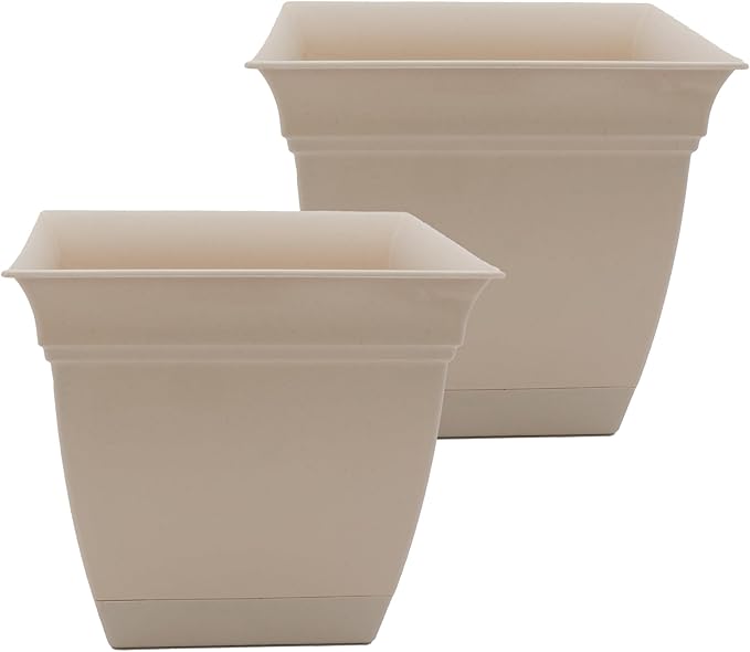 The HC Companies Eclipse Square Planter Pot, 12 Inch, Cottage Stone, Attached by TheHCCompanies