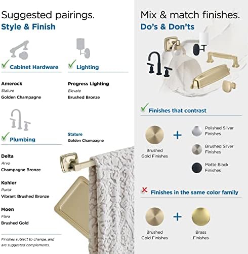 Amerock Stature 24" Golden Champagne Towel Bar - Image 5
