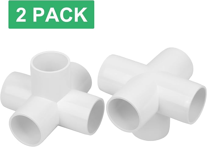2Pack 1-1/2" Tee PVC Pipe Fitting 5 Way Elbow Connector Furniture Grade SCH40 - Image 6