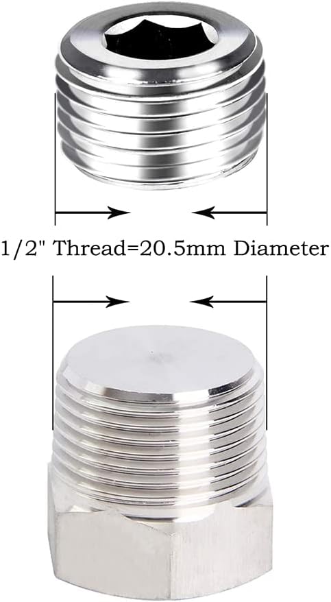 Joywayus Stainless Steel Pipe Plug Inter&Outer Hex Thread Pipe Fitting - Image 2
