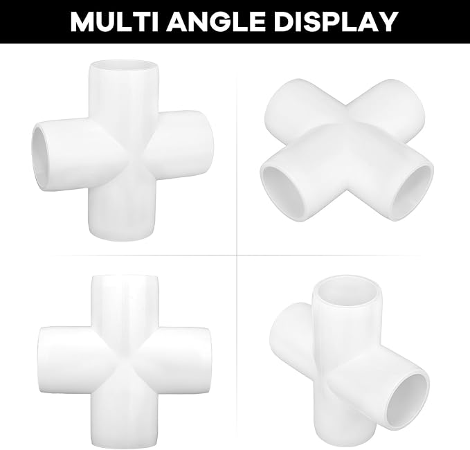 12 Pack 1" Cross PVC Fitting Connector, 4-Way Cross Furniture Grade Elbow - Image 6