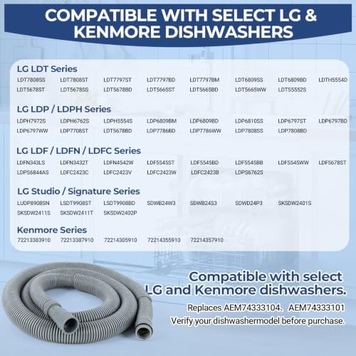 AEM74333104 AEM74333101 LG Dishwasher Drain Hose Replacement Fits LDF LDT Series - Image 5