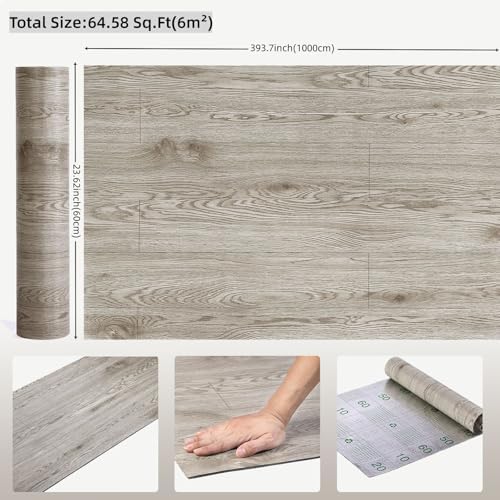 3D Peel and Stick Vinyl Floor Tile Roll Wood Plank Sticker 23"x393"/64 Sq.Ft - Image 4