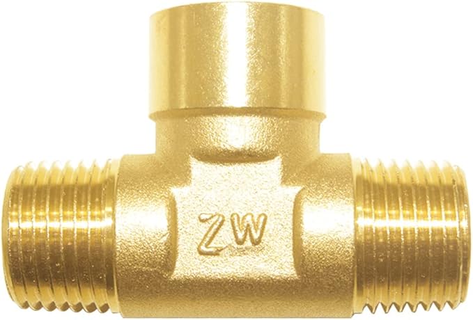 Joywayus Brass Pipe Fitting Barstock Tee 3 Way NPT 1/2" Male x 1/2" Female x by Joywayus