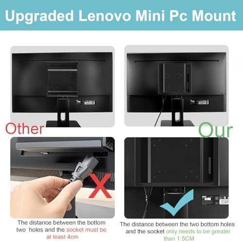 Mini PC Mount Compatible with Lenovo ThinkCentre Tiny, Wall VESA and Under Desk - Image 5