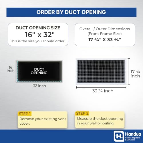 Fits 16x32 and 32x16 Duct Opening | Aluminum Eggcrate Return Air Grille | Low - Image 2