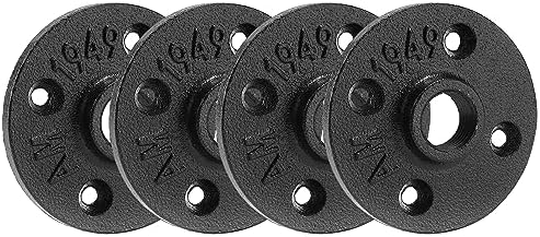 1/2" Heavy Duty Black Floor Flange, Home TZH 4 Pack Malleable iron Pipe Flange by HomeTZH