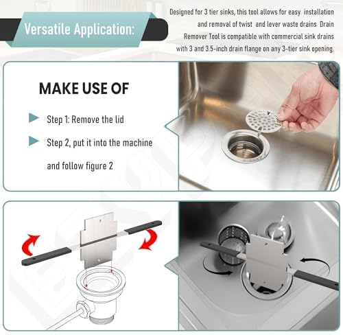 Waste Drain Tool for 3 Tier Sink in Commercial Kitchen - Image 4