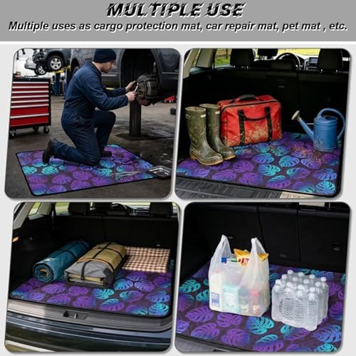Purple Tropical Palm Car Trunk Mat Universal Fit 29"x39" - Image 3