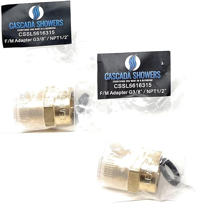 Cascada Lead-Free 3/8" G Thread Female to 1/2" NPT Male Adapter | Brass Pipe - Image 3