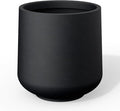 Kante Accent Round Curved Black Concrete Planter 13" Dia, Outdoor | Rubber Plug by Unknown