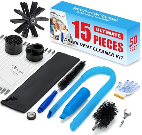 BLuesea Dryer Vent Cleaner Kit, 15-Piece Ultimate Dryer Cleaning Kit Include 50 by Bluesea