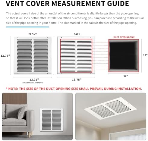 12x12 Return Air Grille, Air Return Vent Cover, Flat Vent Cover, Rejillas De - Image 4