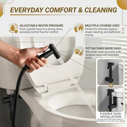 BARROCK Handheld Bidet Sprayer for Toilet, Stainless Steel Metal Made Baby - Image 2