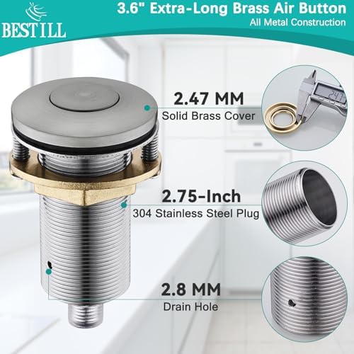 BESTILL All Metal Garbage Disposal Air Switch Kit Dual Outlet, UL Listed Long - Image 2