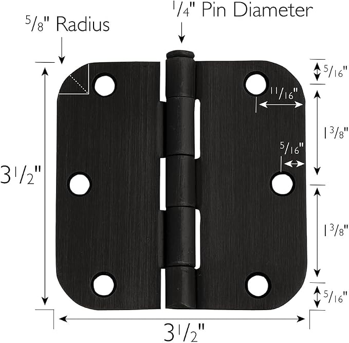 Design House Interior Door Hinge, Oil Rubbed Bronze | 5/8" Radius, Traditional - Image 5