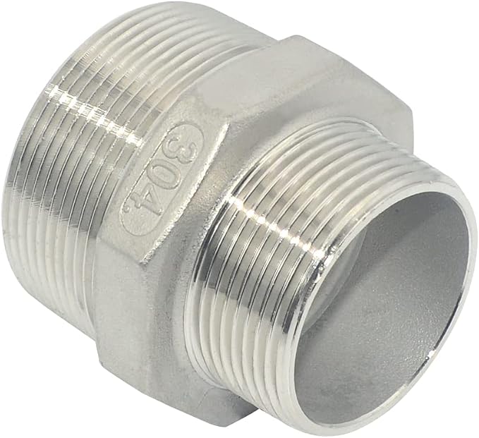2" x 1-1/2" Male Threaded Reducing Nipple Fitting/Adapter, Stainless Steel - Image 3