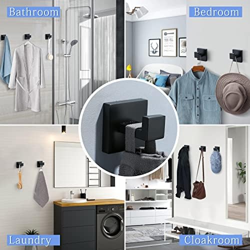 TQKAG Bathroom Towel Hook, 2 Pack Coat Robe Holder, Matte Black - Image 5