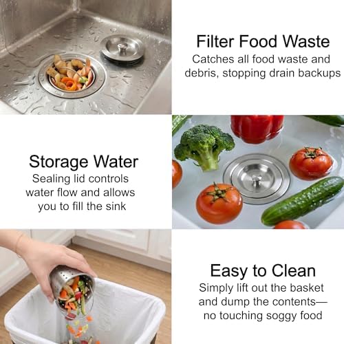 LQS Kitchen Sink Drain Assembly, Kitchen Sink Strainer - Image 5