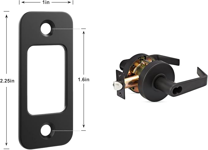 Deadbolt Strike Plate Door Backplate 1" x 2 1/4" Round Corner -1 Pack - Image 2
