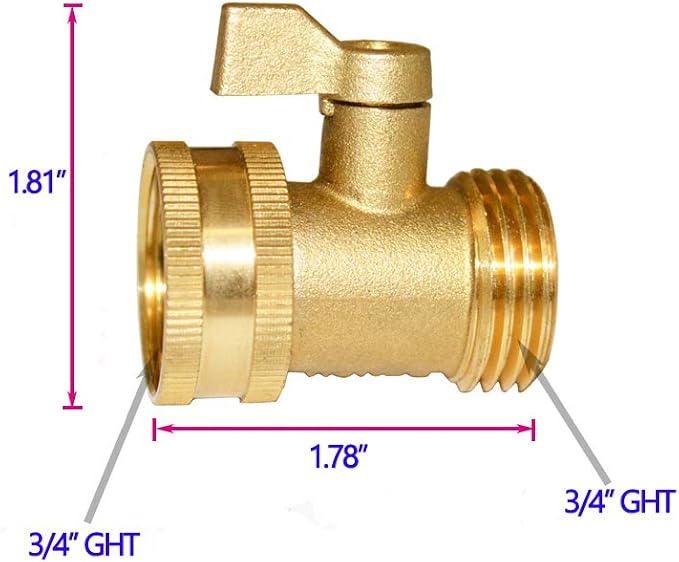 Garden Hose Shut Off Valve 3/4" GHT Heavy Duty Hose On Off Valve Ball Valve 2 - Image 2