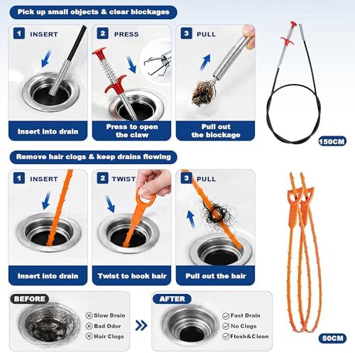 33 FT Drain Snake Auger, Heavy Duty Plumbing Snake - Image 7