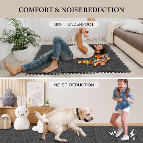 BXI Soundproof Interlocking Carpet Tiles Squares, High Density Non-Slip Noise - Image 4