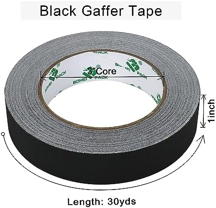BOMEI PACK Black Gaffer Tape, Matte Non-Reflective, 1inch x 30yds No Residue - Image 3