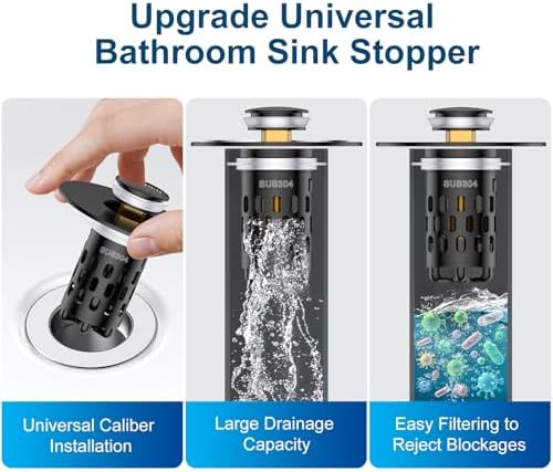 Bathroom Sink Drain Strainer, All Metal Pop-Up Sink Stopper - Image 6