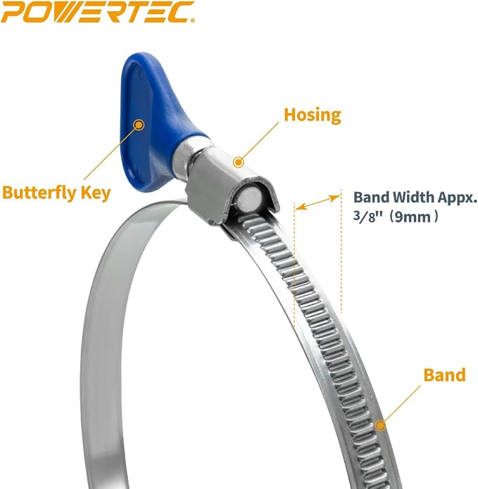 POWERTEC 70226-P2 4 Inch Left Hand Keyed Bridge Hose Clamp, Thumb Screw Key - Image 5
