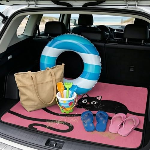 Pink Black Cat Beach Gear Trunk Mat 29"x39" - Image 2