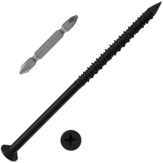 WenSilon 1/4" x5 Black Concrete Screw Anchor Black Flat Head by Wensilon
