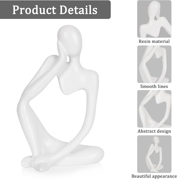 Sandstone Resin Thinker Statue Style Abstract Sculpture, Left | Small Statue - Image 4