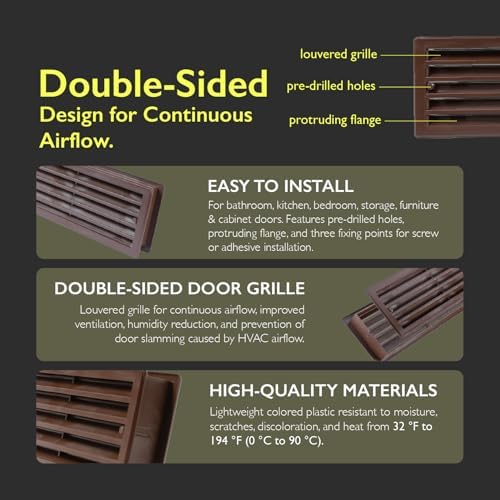 17.7 x 3.6 Inch Door Vent Cover – Two-Sided Brown Plastic Vent Cover - Image 4
