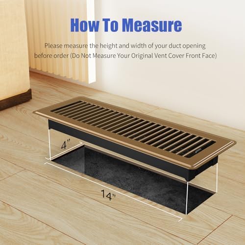4x14 Floor Register, 4 Pack Brown Vent Covers - Image 3