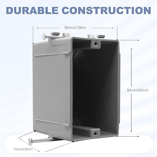 1-Gang New Work Outlet Box, PVC Nail-On Electrical & Junction Box, 18 cu. in. - Image 2