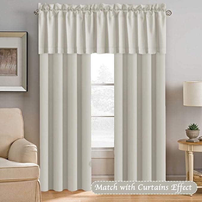 H.VERSAILTEX Ivory Valances for Windows, Room Drakening Small Window Kitchen - Image 3