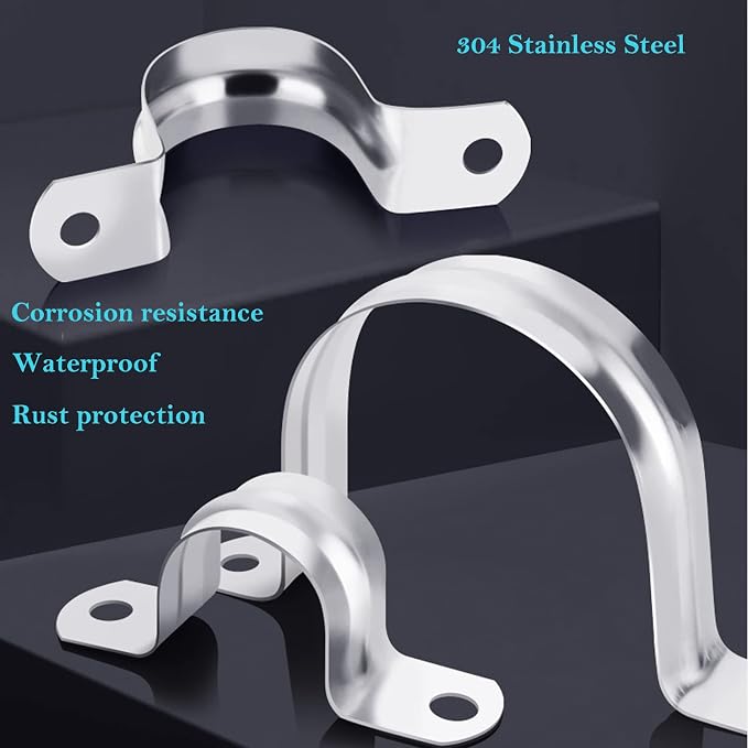 AKIHISA Pipe Clamps, 304 Stainless Steel 2 Hole Pipe Bracket, ID 4Inch - Image 5