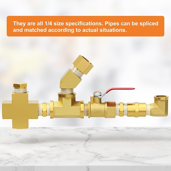 GASHER 48PCS 1/4"NPT Brass Pipe Fittings Kit，Coupling，90 Degree Elbow，45 Degree - Image 3