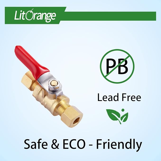 6 Pcs Lead-Free Brass Mini Ball Valve Shut Off Switch, 1/4 inch Compression | - Image 4