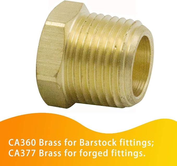 Brass Pipe Fitting Hex Bushing 1" NPT Male to 3/4" NPT Female Adapter 1200psi - Image 3