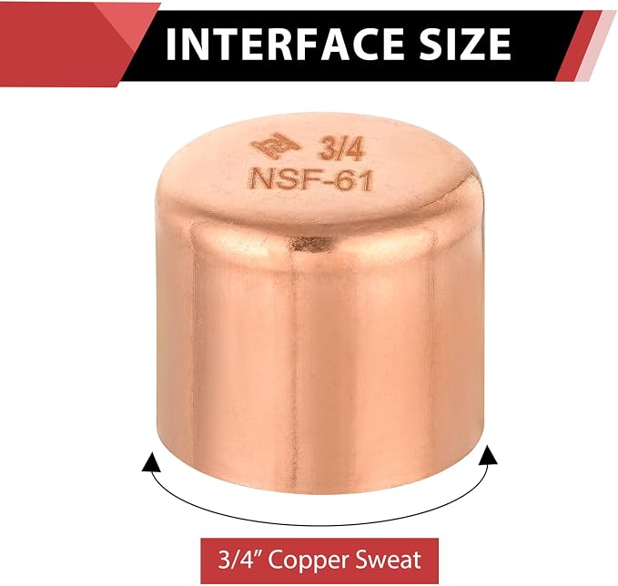 50 Piece EFIELD 3/4-inch Solder Copper Pipe End Cap | Copper Plumbing Fittings - Image 2