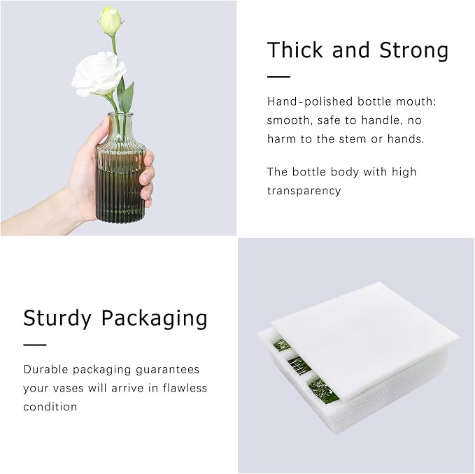 SUPMIND Glass Bud Vase Set of 5, Small Green Flower Vases - Image 7