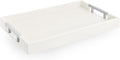 Modern Elegant 17.5"x12" White Rectangle Shagreen Faux Leather Decorative Tray by HomeRedefined