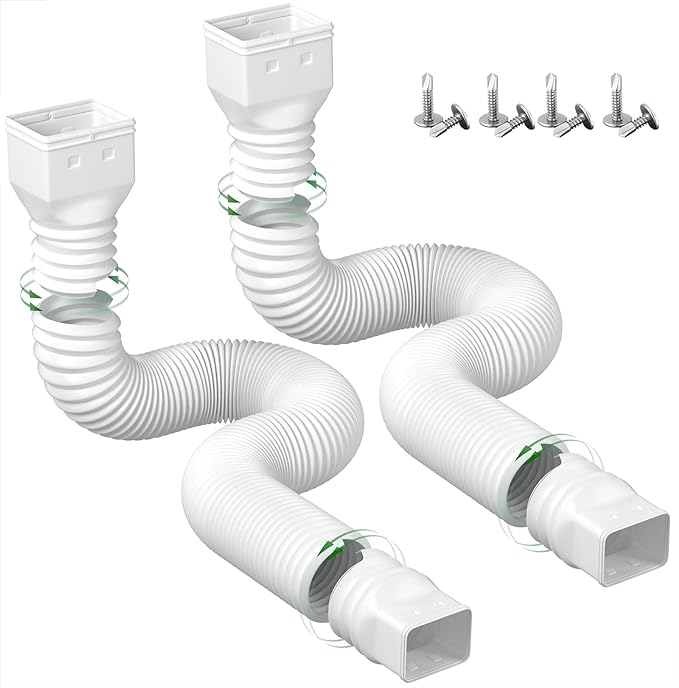 2 Pack Rain Gutter Downspout Extensions Flexible, Drain Downspout Extender by YOTODY