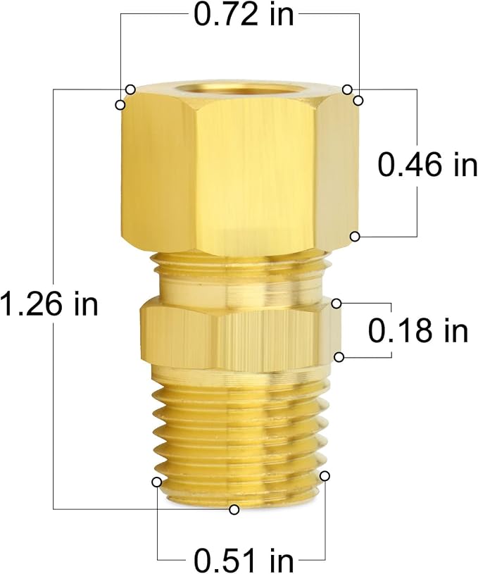 ChillWaves Brass Compression Tube Fitting, 3/8" OD x 1/4" NPT Male Compression - Image 2
