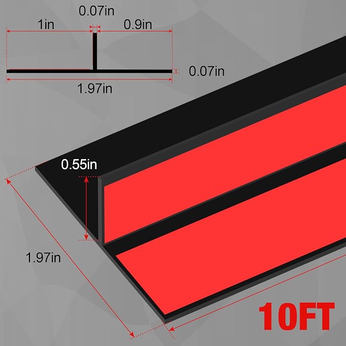 Door Draft Stopper for Side of Door Frame 1.97 in x 10 Ft T-Shaped Silicone - Image 2