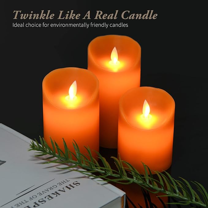 AKU TONPA Real Wax Flickering Flameless Candles Battery Operated LED Fake - Image 4