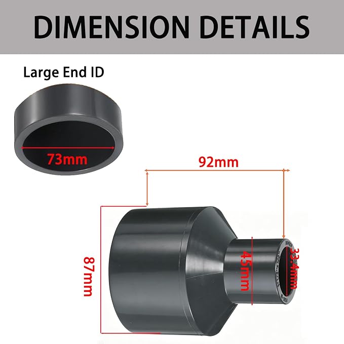 2-1/2 x 1 Inch SCH80 PVC Reducing Coupling, Increaser/Reducer Connector Pipe - Image 2